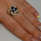 Каблучка із срібла з золотими напайками (пластинами)