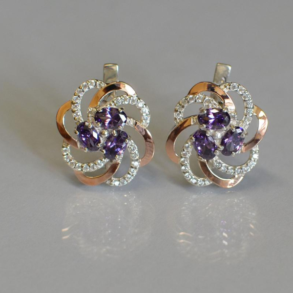 Серьги серебряные с золотыми напайками (пластинами)