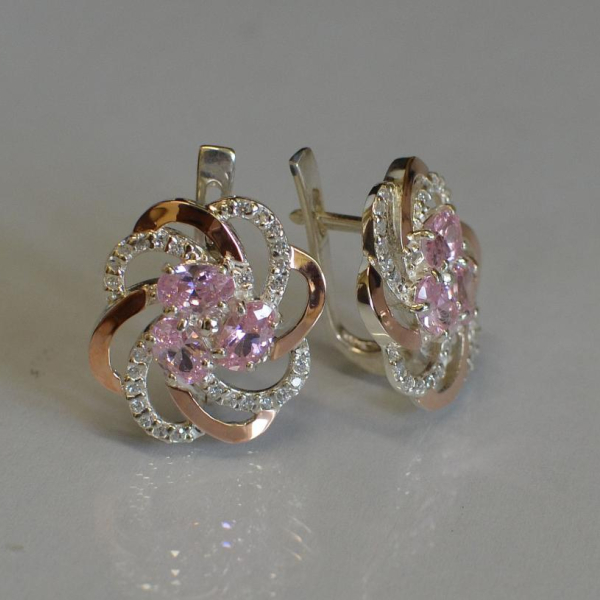 Серьги серебряные с золотыми напайками (пластинами)