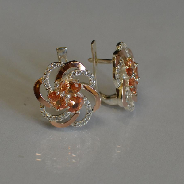 Серьги серебряные с золотыми напайками (пластинами)