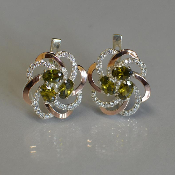 Серьги серебряные с золотыми напайками (пластинами)