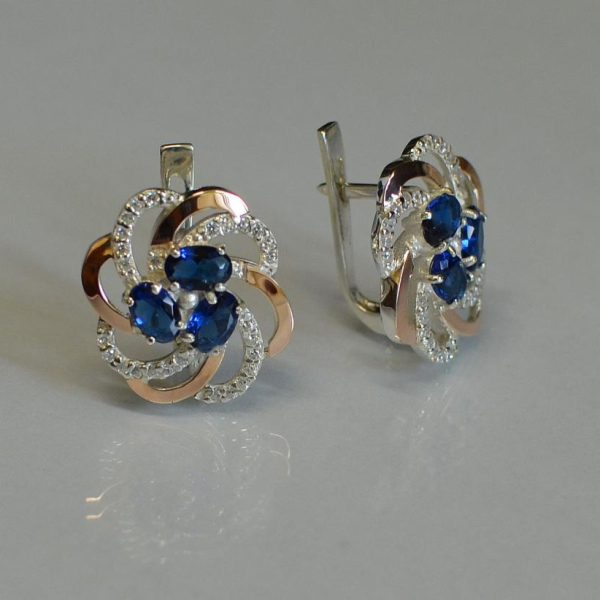 Серьги серебряные с золотыми напайками (пластинами)