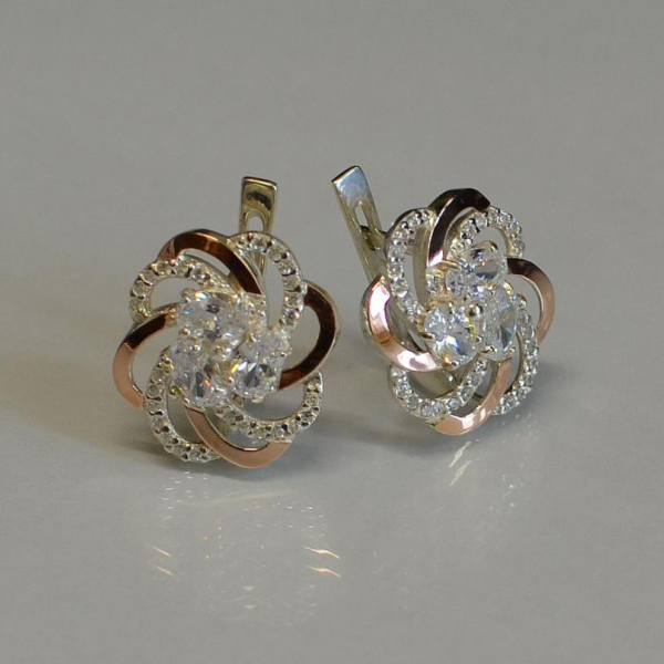 Серьги серебряные с золотыми напайками (пластинами)