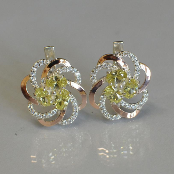 Серьги серебряные с золотыми напайками (пластинами)