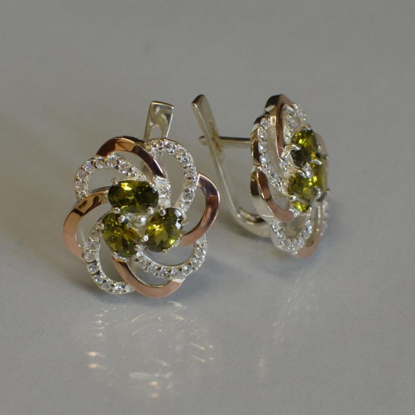 Серьги серебряные с золотыми напайками (пластинами)