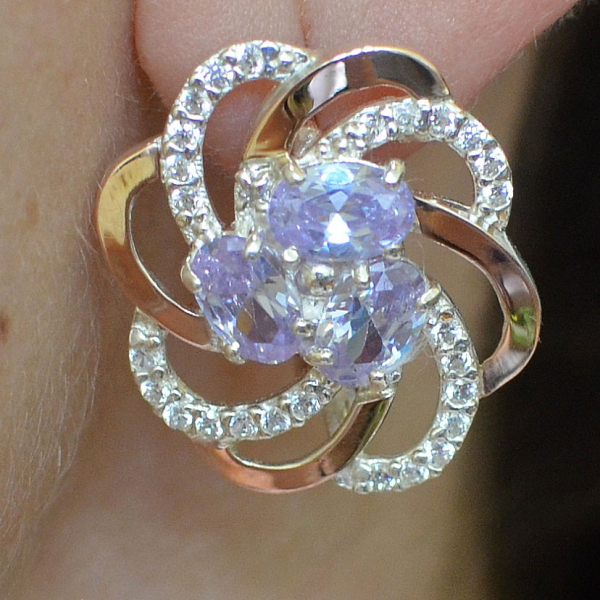 Серьги серебряные с золотыми напайками (пластинами)