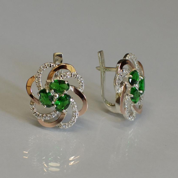 Серьги серебряные с золотыми напайками (пластинами)