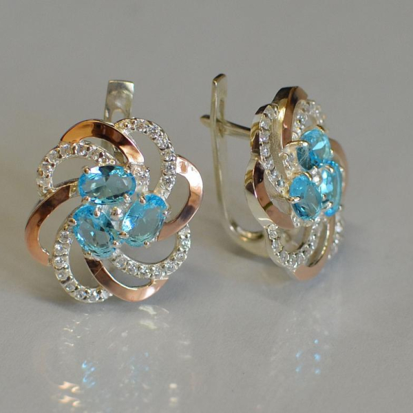 Серьги серебряные с золотыми напайками (пластинами)