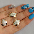 Серебряный комплект с золотыми вставками