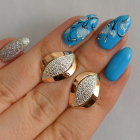 Сережки срібні з золотими вставками