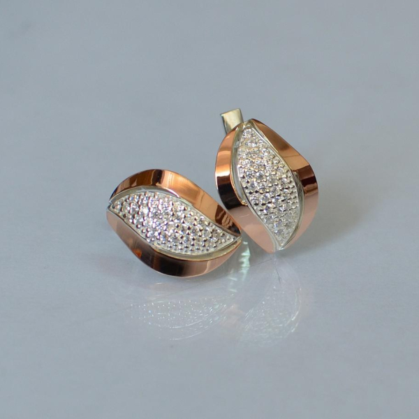 Сережки срібні з золотими вставками