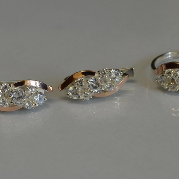 Комплект серебряный с золотыми вставками(пластинами)