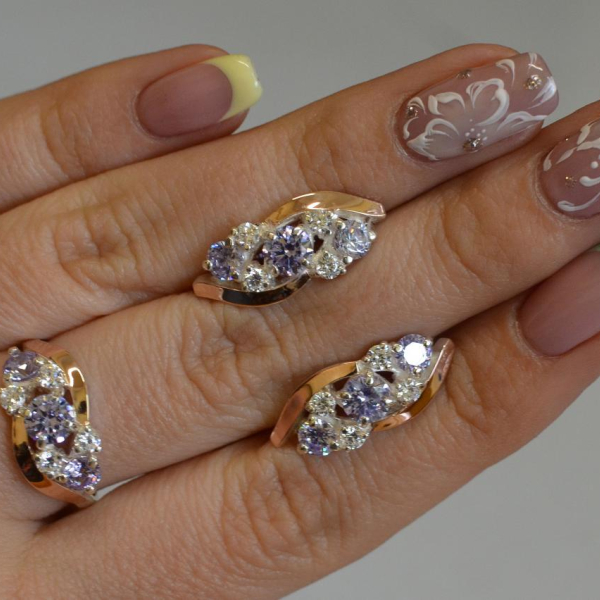 Комплект серебряный с золотыми вставками(пластинами)