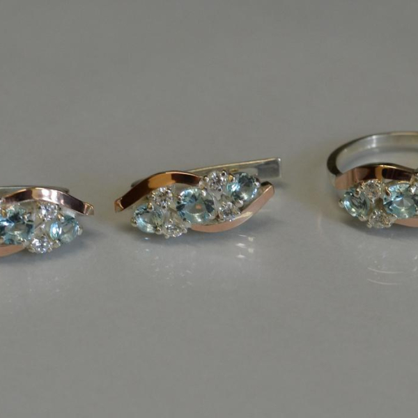 Комплект серебряный с золотыми вставками(пластинами)