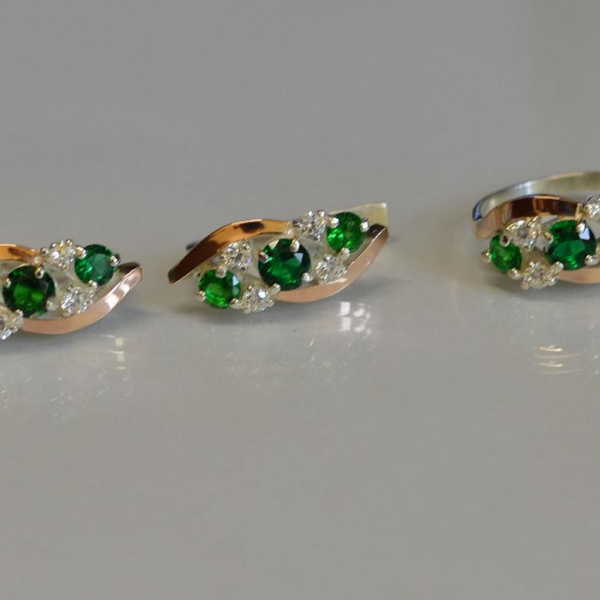 Комплект серебряный с золотыми вставками(пластинами)