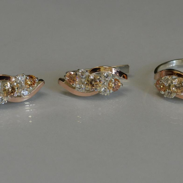 Комплект серебряный с золотыми вставками(пластинами)