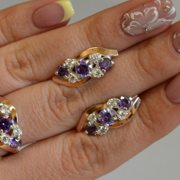 Комплект серебряный с золотыми вставками(пластинами)