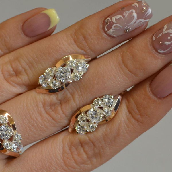 Комплект серебряный с золотыми вставками(пластинами)