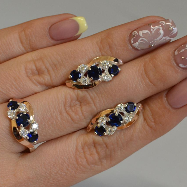 Комплект серебряный с золотыми вставками(пластинами)