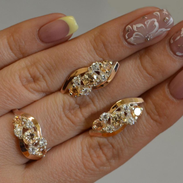 Комплект серебряный с золотыми вставками(пластинами)