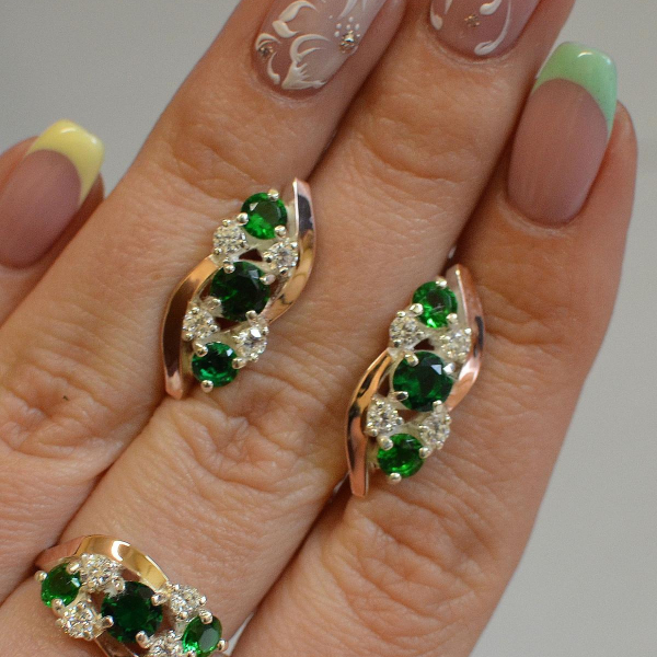 Комплект серебряный с золотыми вставками(пластинами)