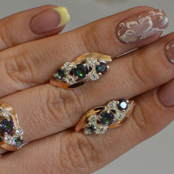 Комплект серебряный с золотыми вставками(пластинами)