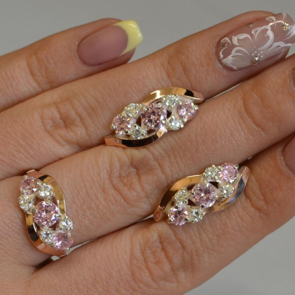 Комплект серебряный с золотыми вставками(пластинами)