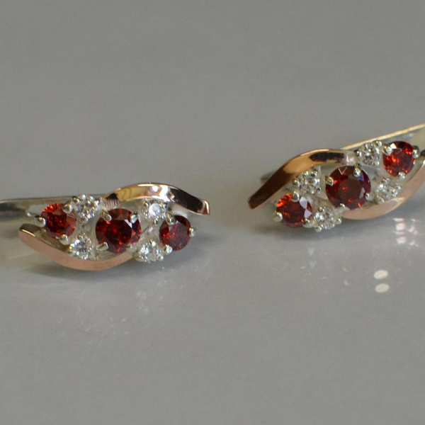 Сережки срібні з золотими вставками (пластинами)