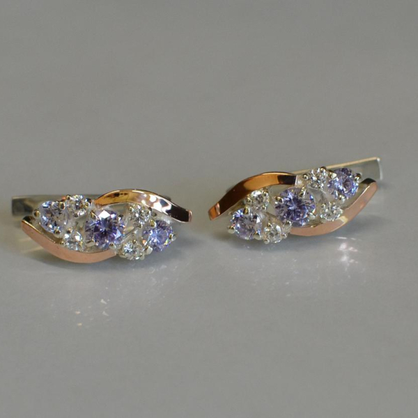 Сережки срібні з золотими вставками (пластинами)