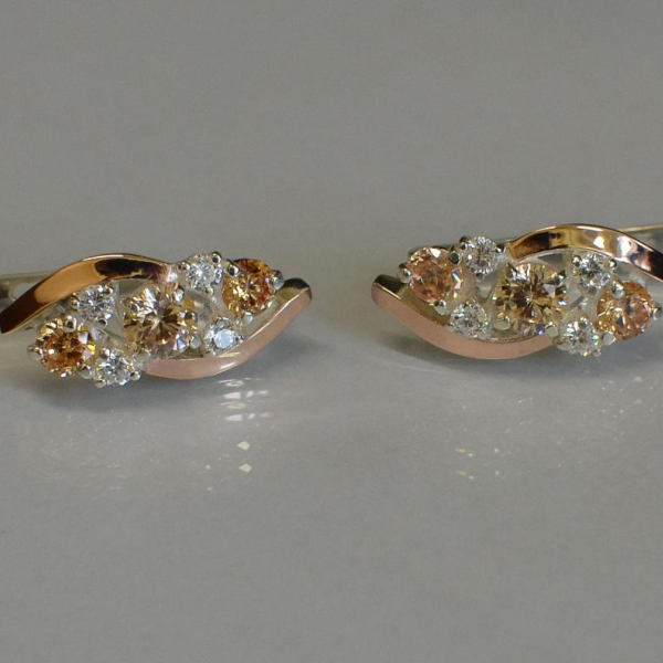 Сережки срібні з золотими вставками (пластинами)