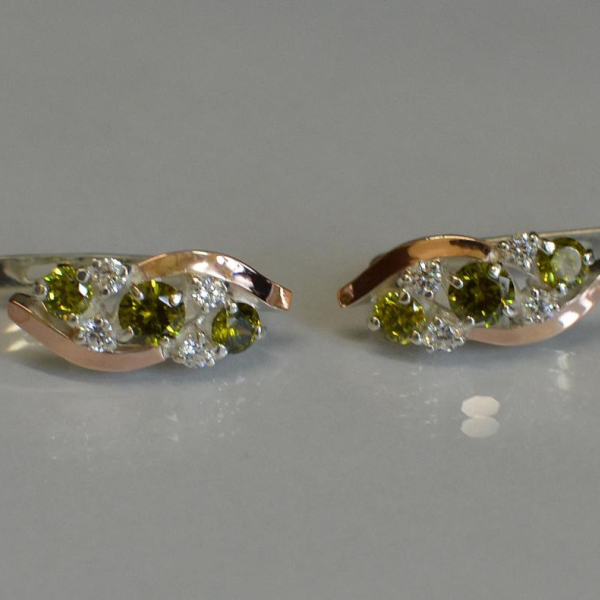 Сережки срібні з золотими вставками (пластинами)