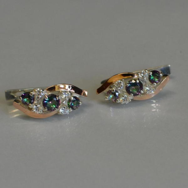 Сережки срібні з золотими вставками (пластинами)