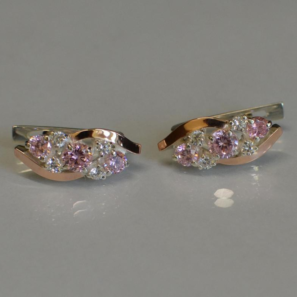 Сережки срібні з золотими вставками (пластинами)