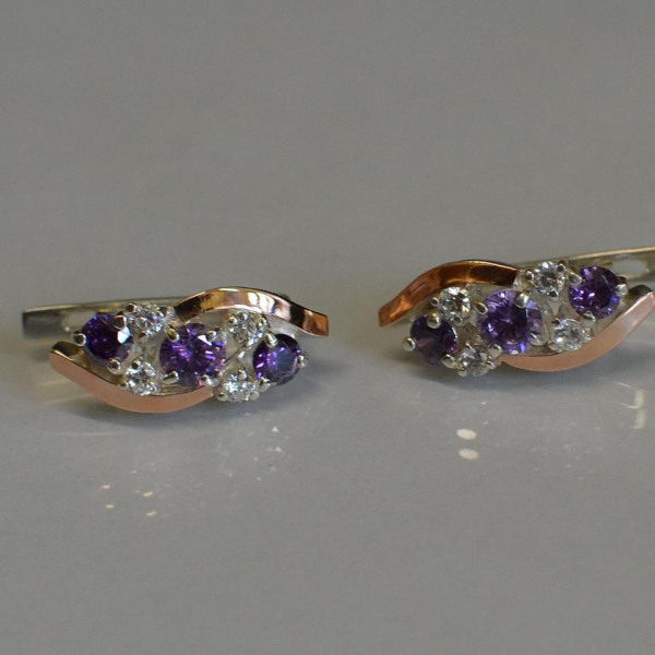 Сережки срібні з золотими вставками (пластинами)