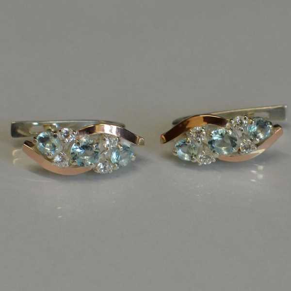 Сережки срібні з золотими вставками (пластинами)