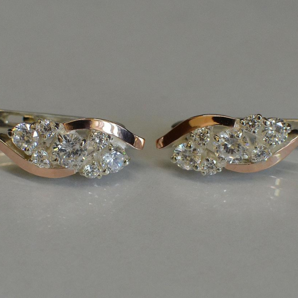 Сережки срібні з золотими вставками (пластинами)