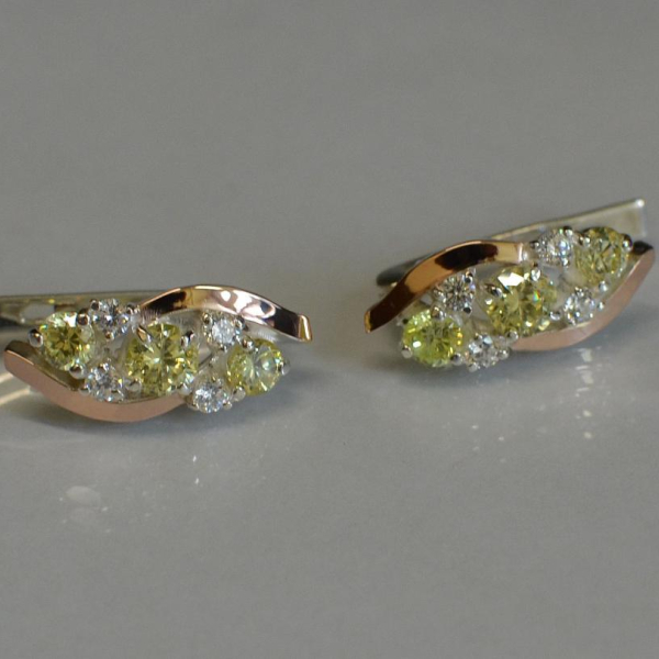 Сережки срібні з золотими вставками (пластинами)