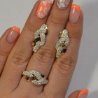 Срібний набір з золотими напайками і фіанітами