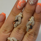 Срібний набір з золотими напайками і фіанітами