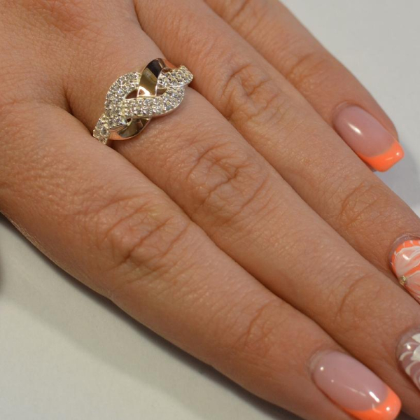 Каблучка срібна з золотими напайками