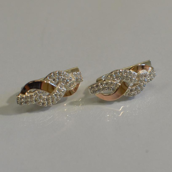 Сережки срібні з золотими напайками