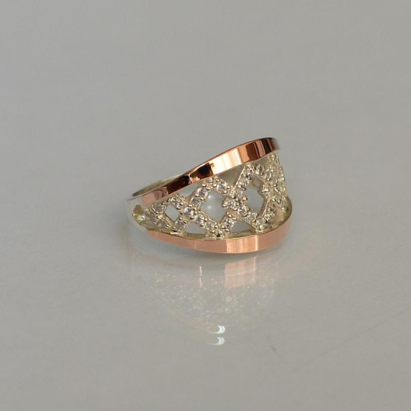 Кольцо серебро с золотом