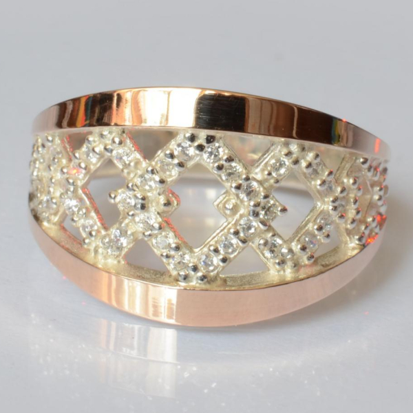 Кольцо серебро с золотом