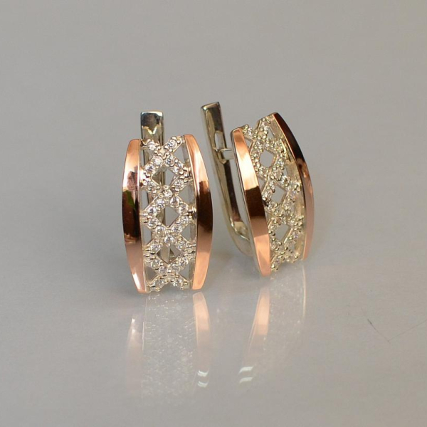 Сережки срібло з золотом