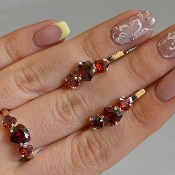 Срібний гарнітур з золотими вставками(пластинами)