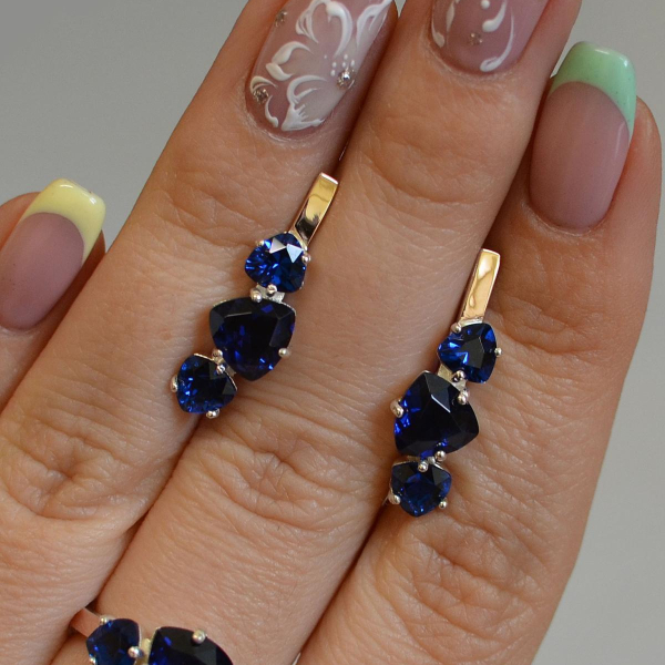 Срібний гарнітур з золотими вставками(пластинами)