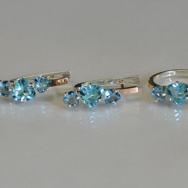 Срібний гарнітур з золотими вставками(пластинами)