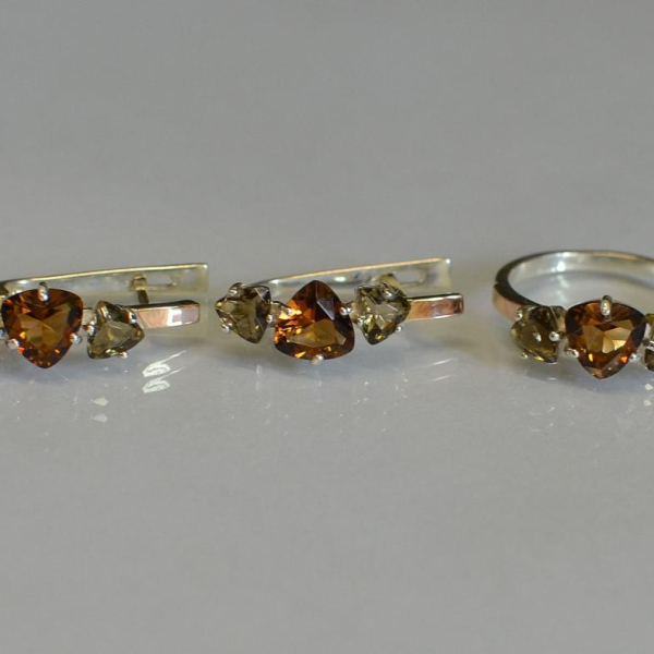 Срібний гарнітур з золотими вставками(пластинами)