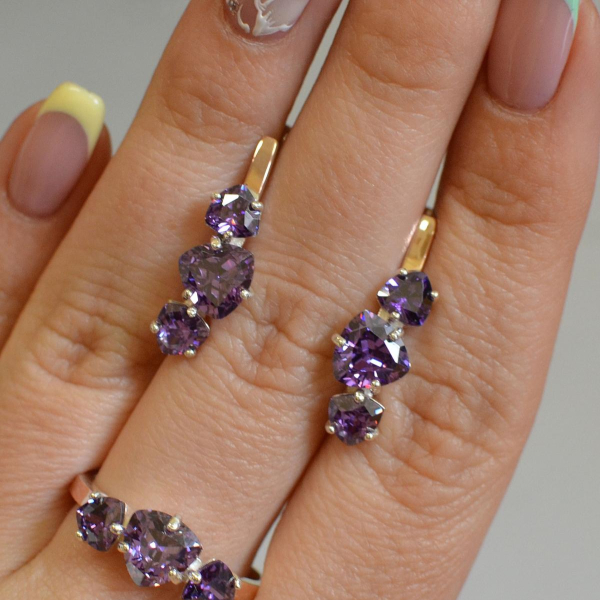 Срібний гарнітур з золотими вставками(пластинами)