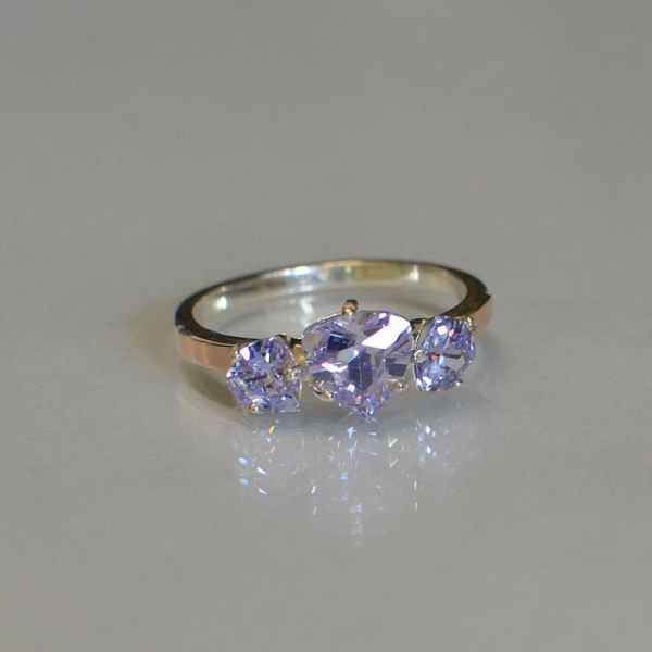 Кольцо серебряное с золотыми накладками (пластинами)